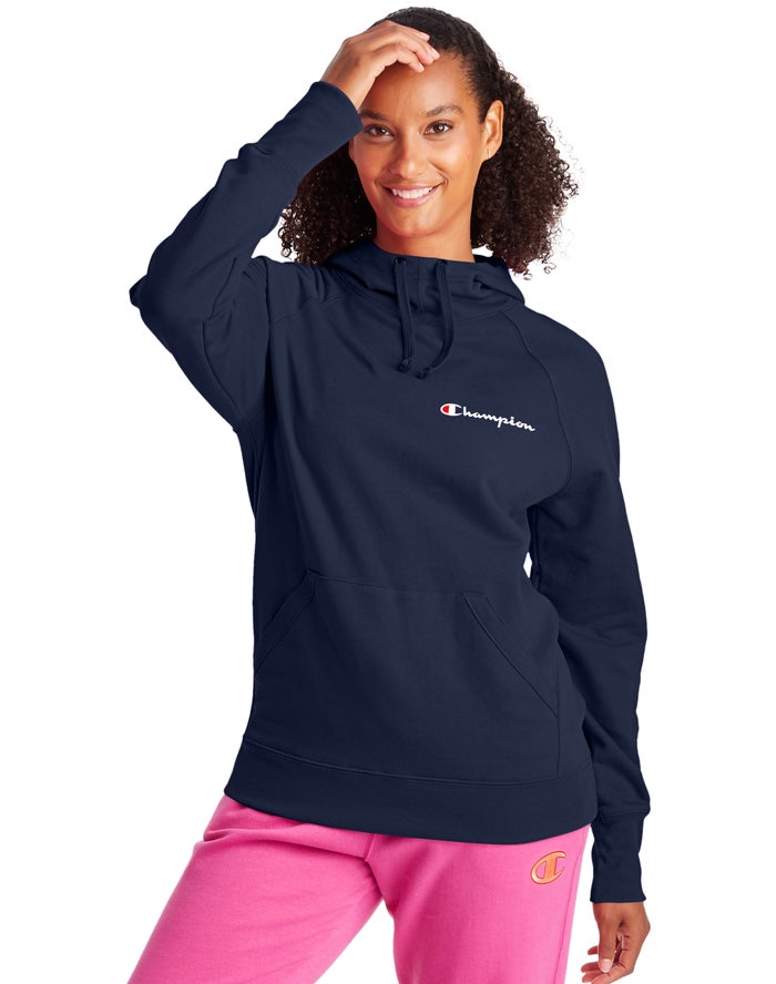 Champion Powerblend Script Logo Hoodie Dames - Donkerblauw - Belgie 1730UNHZS